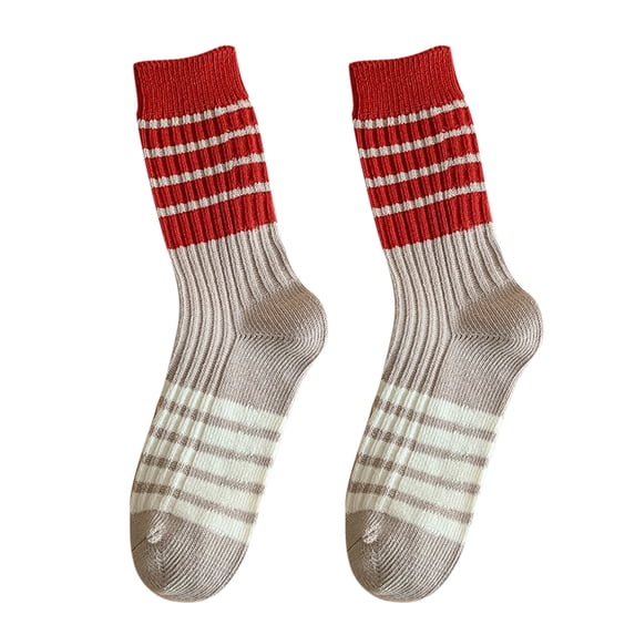 Yanyanz Compression Socks, Red Socks Women Autumn And Winter Cotton Thick Line Socks Striped All Warm Pile Stockings, Socks A One Size