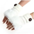 thumbnail image 1 of Yanyanz Gloves Mittens, Girl Mittens Warm Winter Women Wrist Fingerless Plush Faux Gloves Gloves, Gloves White One Size, 1 of 3