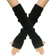 thumbnail image 1 of Yanyanz Gloves Mittens, Solid Color Knitted Fingerless Gloves with Thumb Hole Unisex Warm Gloves, Gloves Black One Size, 1 of 3