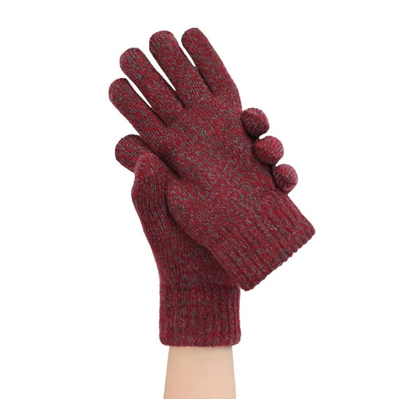 Yanyanz Gloves Mittens, Women Autumn Winter Solid Color Padded Wool Knit Warm Gloves, Gloves C One Size