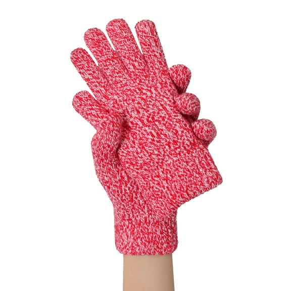 Yanyanz Gloves Mittens, Women Autumn Winter Solid Color Padded Wool Knit Warm Gloves, Gloves Red One Size