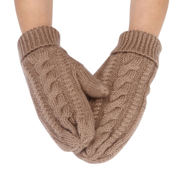 Yanyanz Gloves Mittens, Women Fashion Solid Color Knitted Windproof Warm Thickened Gloves, Gloves Khaki One Size