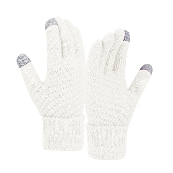 Yanyanz Gloves Mittens, Women Winter Wool Warm Gloves Solid Color Knitted Cold Proof Gloves, Gloves White One Size