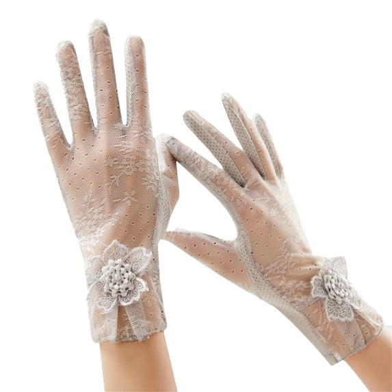 Yanyanz Gloves Mittens, Women's Gloves Lace Summer Thin Ice Gloves, Gloves Gray One Size