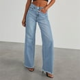 thumbnail image 1 of Yanyanz Jeans for Women,Straight Leg Jeans for Women High Waisted Wide Leg Loose Microelastic Boyfried Denim Pants Straight Leg Jeans for Women Casual Pants for Women Clearance Light Blue L, 1 of 9