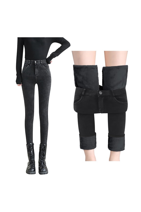 Jeans for Women,Women'S High Waist Loose Thickened Warm Plush Straight Jeans Haren Long Pants Straight Leg Jeans for Women Casual Pants for Women Clearance Multi-Color 2Xl