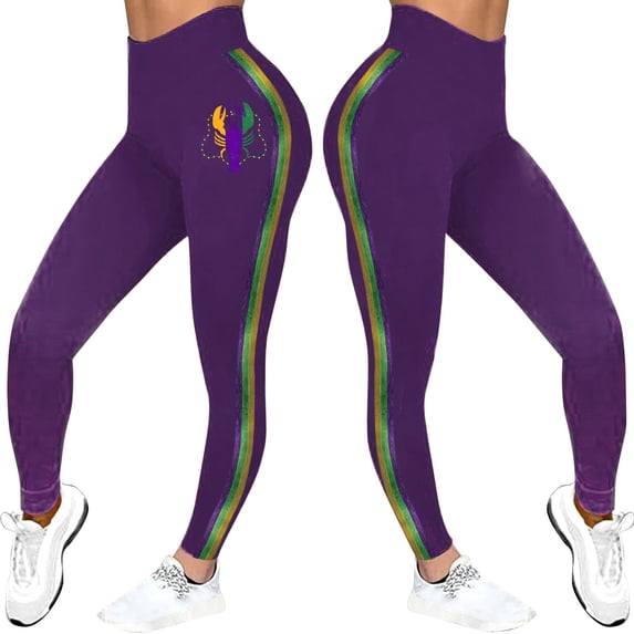 Yanyanz Leggings for Women,Women'S Mardi Lobster Printed Leggings Stretchy Fancy Fitness Workout Yoga Stretchy Pants Yoga Pants Women Workout Leggings for Women Clearance Purple Xl