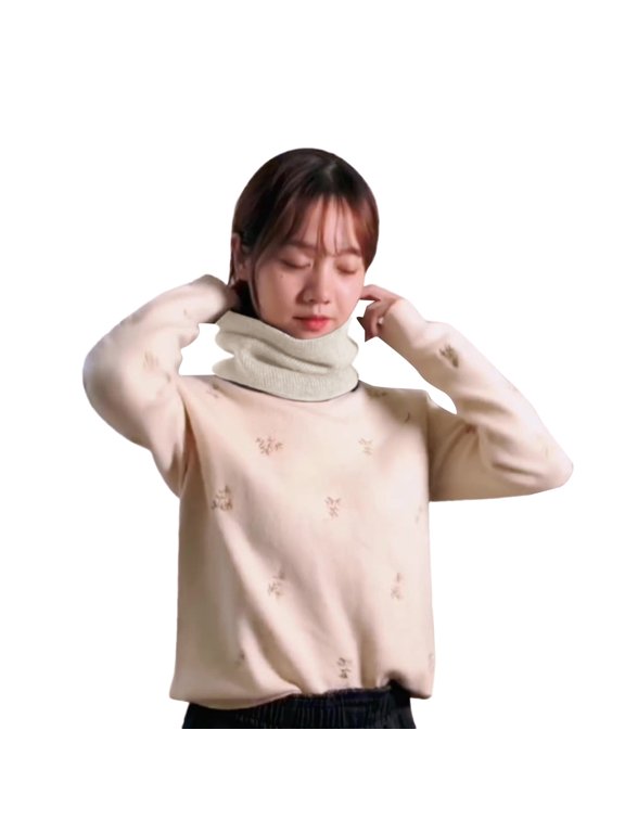 Neckerchief for Women, Women&Men Winter Knit Warm Scarf Knitted Wool Bib Windproof Scarf, Neckerchiefs Beige One Size
