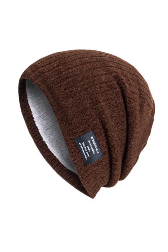 Scarface, Men's And Women's Knitted Hats Winter Outdoor Solid Color Striped Warm Ear Protective Overheads, Scarf Coffee One Size
