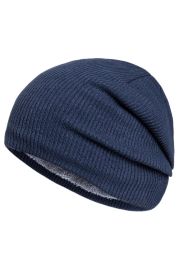 Scarface, Men's And Women's Knitted Knitted Hat Autumn And Winter Solid Striped Stretch Cold Hat Thermal Pullover Hat, Scarf Navy One Size