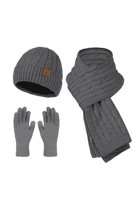 Scarface, New Knitted Hat Scarf Gloves Women's Cold Proof Warm Keeping Three Set, Scarf Gray2 One Size