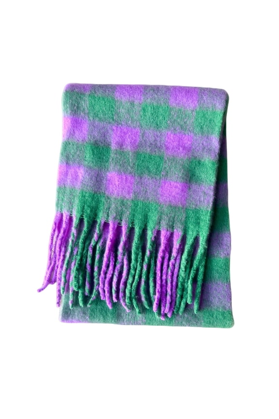Scarface, Thermal Scarf Fall Winter Scarf Classic Tassel Plaid Scarf Warm Soft Chunky Large Blanket Wrap Shawl Scarves 1 Pack Warm Scarf for Womens, Scarf Purple One Size