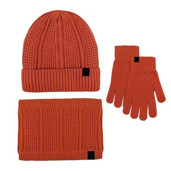 Yanyanz Scarface, Women&Men Autumn Winter Warm Cute Wool Hat Scarf Gloves Three Winter Knit Cap Screen Mittens Scarves Sets, Scarf Orange One Size