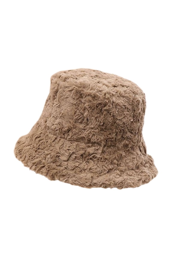 Scarface, Women's Fuzzy Bucket Hat Solid Color Warm Plush Fisherman Hat Lei Feng Hat, Scarf Coffee One Size