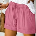 thumbnail image 1 of Yanyanz Shorts for Women,Waist Drawstring Womens Comfy Pocket Pants Shorts Plus Loose Elastic Size Casual Pants Pants for Women Trendy Womens Shorts Clearance Pink 3Xl, 1 of 3