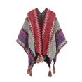 thumbnail image 1 of Yanyanz Summer Shawl, Women Nationl Print Colourful Splice with Tassels Knitted Shawl Scarf Fringed Pashminas Sweater Pullover Cape for Women Sweater Tassel Shawl Wrap Cloak, shawls Wine A, 1 of 4
