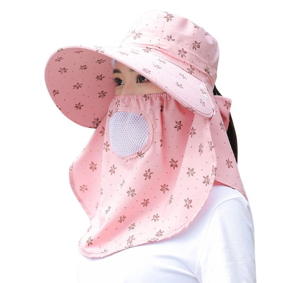 Yanyanz Sun Hats for Women, Women Summer Sun Hat Adjustable Anti Outdoor Riding Large Hat Sun Visor Protective Hat, Bucket Hats Pink One Size