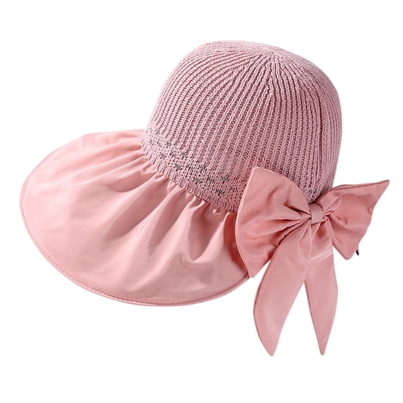 Yanyanz Sun Hats for Women, Womens Outdoor Casual Bow Decoration Big Head Design Sun Hat, Bucket Hats Pink One Size