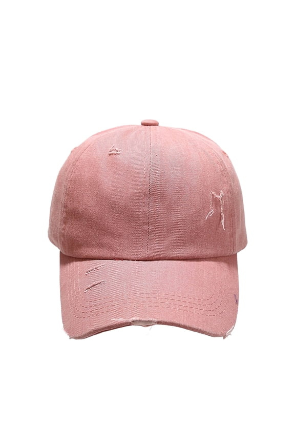 Sun Visors for Women, Men And Women Casual Old Fashioned Washing Water Hole Grinding Edge Baseball Cap Cap, visors for women Pink One Size