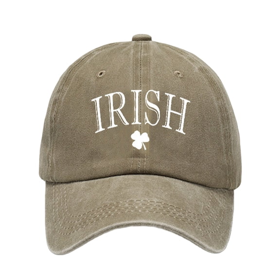 Yanyanz Sun Visors for Women, Washed Cotton St. Pat Print Old Vintage Daddy Baseball Cap, visors for women Khaki One Size