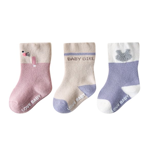 Yanyanz Toddler Socks, Kids Cotton Hiking Socks for Toddlers Boys Girls Winter Thick Warm Heavy Thermal Cozy Crew Boot Cute Plush 3 Pairs, Socks I S