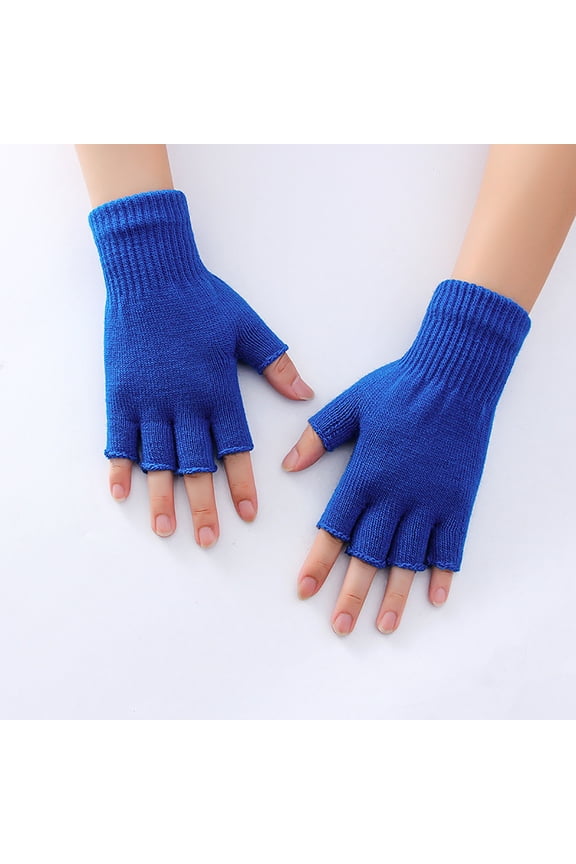 Winter Gloves,1 Pair Half Finger Gloves Warm Stretchable Acrylic Fiber Comfortable Soft Fingerless Gloves for Women Thermal Gloves Women Gloves for Cold Weather Clearance Blue One Size
