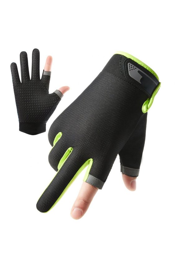 Winter Gloves,Fishing Gloves Breathable Non Slip Half Finger/2 Finger Cut Sun Gloves Wicking Wear Fishing Gear Gloves for Cycling Surfing Hiking Women Gloves for Cold Weather Clearance Green