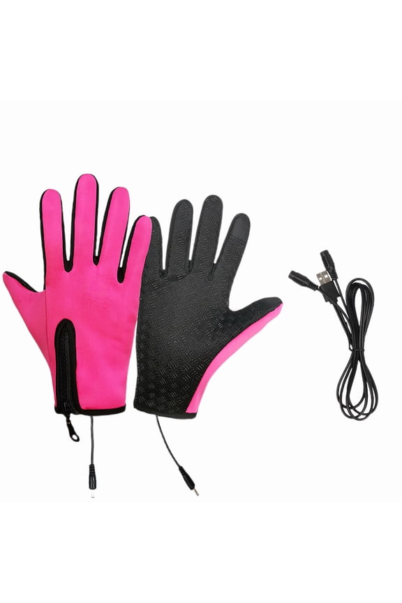 Winter Gloves,Usb Heating Heating Gloves Winter Outdoor Sports Skiing Warm Gloves Non Slip Riding Gloves Screen Thermal Gloves Women Gloves for Cold Weather Clearance Pink S