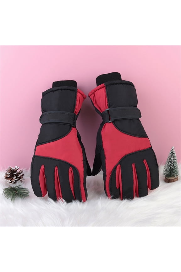 Winter Gloves,Winter Gloves Outdoor Adult Men Women Snow Skating Snowboarding Windproof Warm Solid Ski Gloves Thermal Gloves Women Gloves for Cold Weather Clearance Red One Size