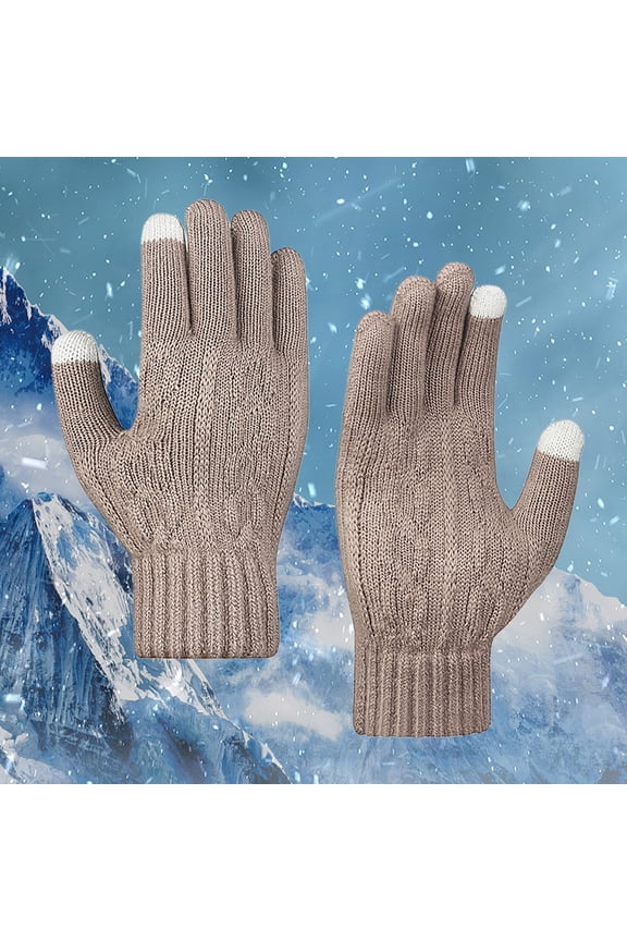 Winter Gloves,Winter Warm Gloves for Women Upgraded Touchscreen Gloves Knit Gloves with Soft Fleece for Cold Weather Thermal Gloves Women Gloves for Cold Weather Clearance Beige One Size
