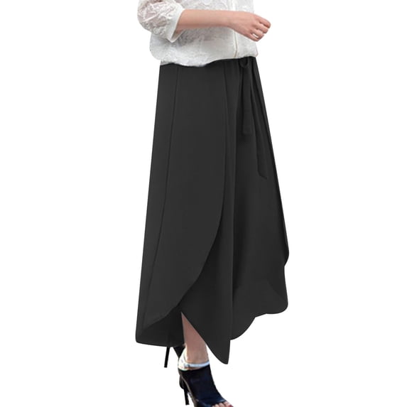 Yanyanz Women's Pants, Women's chiffon trousers elastic waist casual loose wide leg skirt casual pants, Womens Pants Casual, Wide Leg Pants for Women