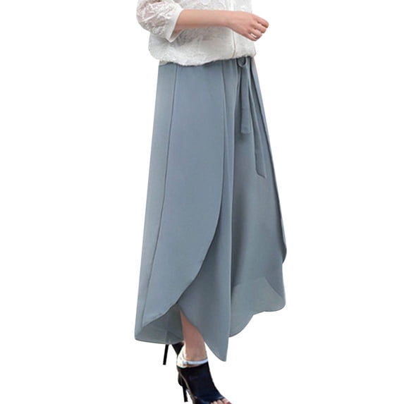 Yanyanz Women's Pants, Women's chiffon trousers elastic waist casual loose wide leg skirt casual pants, Womens Pants Casual, Wide Leg Pants for Women