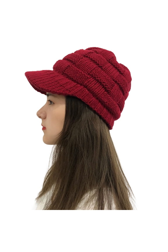 Womens Baseball Caps, Casual Plush Hats Knit Solid Crochet Women Stitching Baseball Caps, Baseball Caps Red One Size