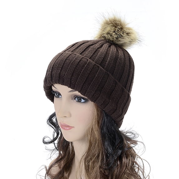 Yanyanz Womens Baseball Caps, Women Winter Warm Knitted Cute F- Yarn Hat, Baseball Caps Coffee One Size