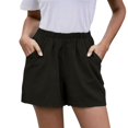 thumbnail image 1 of Yanyanz Womens Pants Dressy Casual, Shorts for Women, Womens Casual Comfy Pockets Wide Leg Cotton Shorts for Women Trendy Beach Pants Vacation Outfits, Wide Leg&nbsp;Pants&nbsp;Women Black 2XL, 1 of 4