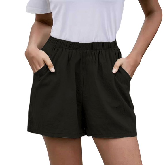 Yanyanz Womens Pants Dressy Casual, Shorts for Women, Womens Casual Comfy Pockets Wide Leg Cotton Shorts for Women Trendy Beach Pants Vacation Outfits, Wide Leg Pants Women Black 2XL