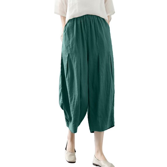 Yanyanz Womens Pants Dressy Casual, Women'S Pants, 2025 New Women's Cotton And Linen Casual Pants, Wide Leg Pants Women C 2XL