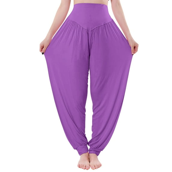 Yanyanz Yoga Pants Women,Women Pants High Waisted Yoga Pants Pants Boho Beach Plus Size Palazzo Pants Yoga Pants Wide Leg Yoga Pants for Women High Waisted Leggings for Women Clearance Purple L
