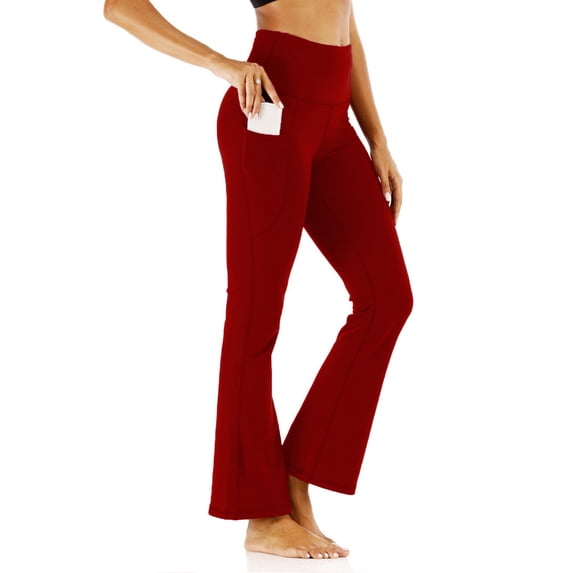 Yanyanz Yoga Pants Women,Womens High Waist Pant Soft Sport Yoga Leggings Workout Running Trousers Yoga Pants with Pockets for Women Pants for Women Trendy Clearance Red 2Xl