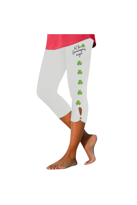 Yogalicious Leggings for Women, Women Spring St. Day Four Slimming Seven Point Yoga Pants White 2XL