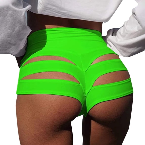 Yanyanz Yogalicious Leggings for Women, Women's Fashion Tight High Waist Sports Three Point Hot Pants Hollow Women's Casual Pants Yoga Shorts Green M