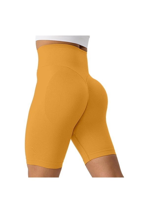 Yogalicious Leggings for Women, Women's Hip Belly Belly Running Five Point Fitness Pants High Waisted Hip Tight Yoga Pants Yellow M