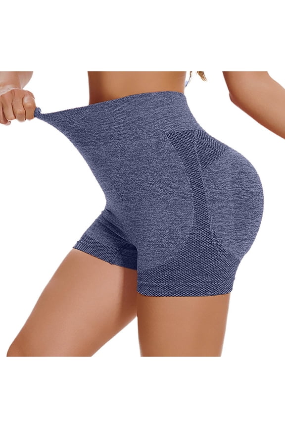 Yogalicious Leggings for Women, Women's Shorts Athletic Booty Shorts Yoga Shorts Gym Shorts Tummy Biker Shorts Blue XL