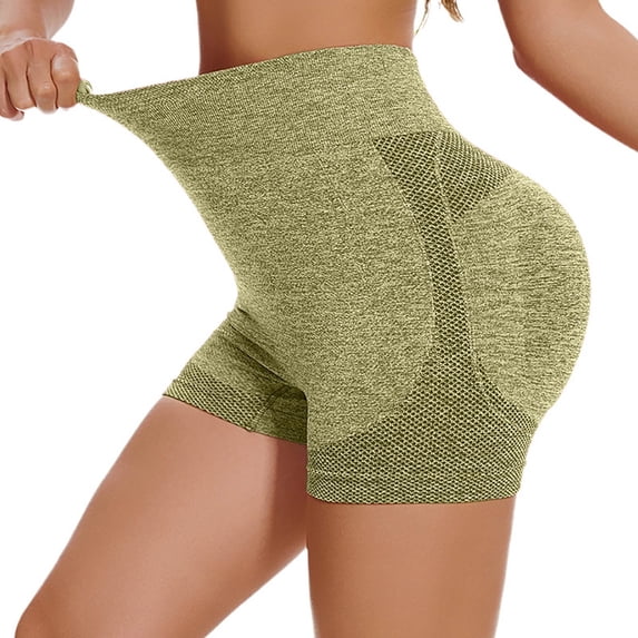 Yanyanz Yogalicious Leggings for Women, Women's Shorts Athletic Booty Shorts Yoga Shorts Gym Shorts Tummy Biker Shorts Green XL