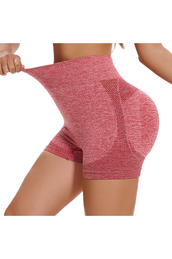 Yogalicious Leggings for Women, Women's Shorts Athletic Booty Shorts Yoga Shorts Gym Shorts Tummy Biker Shorts Red M