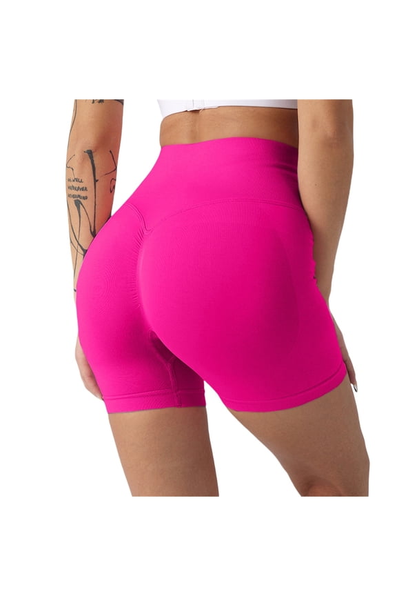 Yogalicious Leggings for Women, Womens Yoga Shorts Workout Butt Lifting Shorts For Women High Waisted Gym Yoga Booty Shorts Hot Pink M