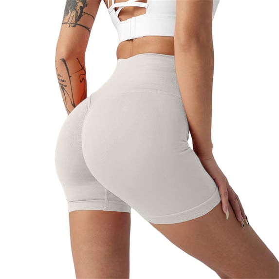 Yanyanz Yogalicious Leggings for Women, Womens Yoga Shorts Workout Butt Lifting Shorts For Women High Waisted Gym Yoga Booty Shorts White M