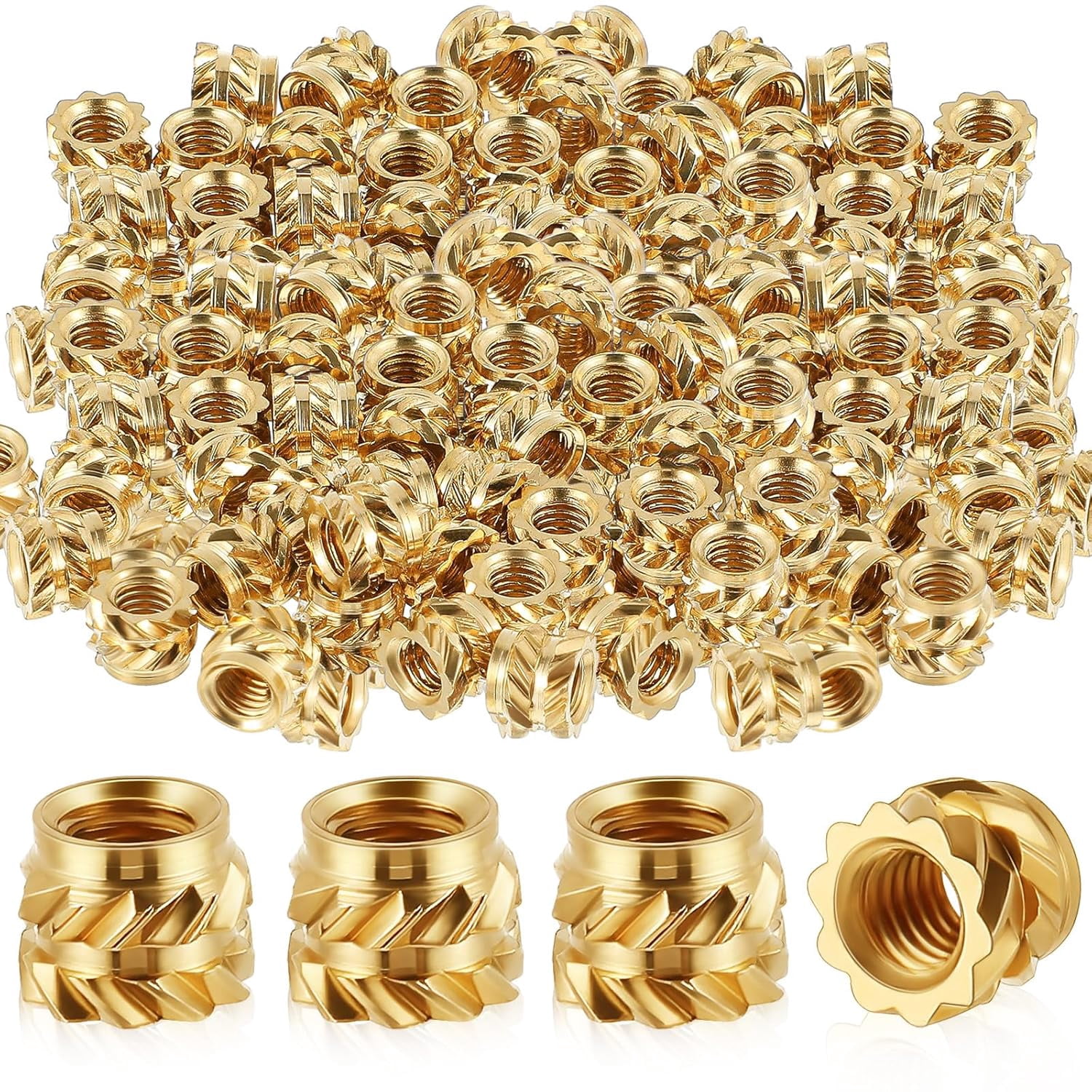 Yao Kang 300 pieces of 2.5 thread inserts 2.53.54 heat press inserts brass 3 print roll knurling metric nuts for plastic, 3 print components