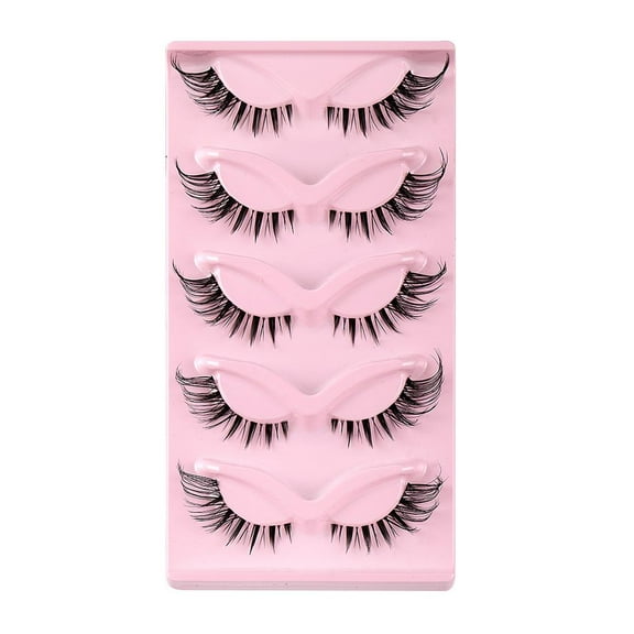 YaoHuan 5 Pairs 3D False Eyelashes, Wispy Cross Long Thick, Reusable for Eye Makeup, Natural and Fluffy Look