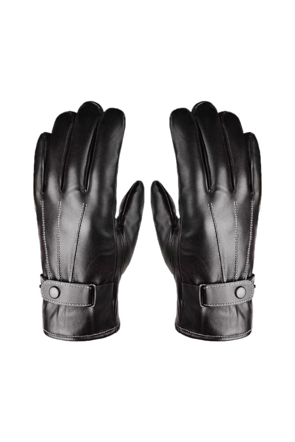 Winter Leather Gloves for Men, PU Leather with Fur Lining, Cold Resistance, Fashionable and Warm